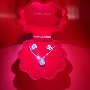 Danecraft Fine Gold-Plated Necklace and Earring Set with Clear CZ Stones